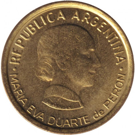 Монета 50 сентаво. 1997 год, Аргентина. 50 лет правам женщин на голосование.