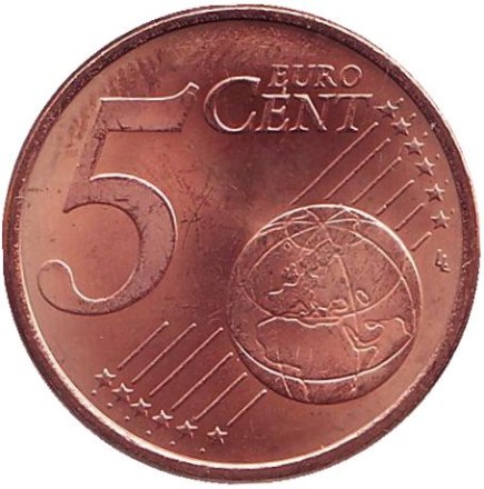 Монета 5 центов. 2008 год, Испания. Монета 5 центов. 2008 год, Испания.