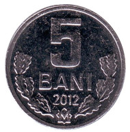 Монета 5 бани. 2012 год, Молдавия. Монета 5 бани. 2012 год, Молдавия.