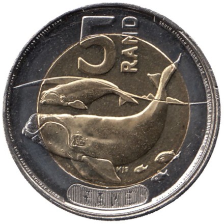 Монета 5 рандов. 2024 год, ЮАР.