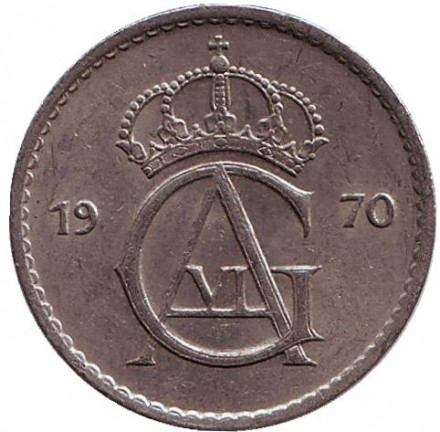 Монета 50 эре. 1970 год, Швеция. Монета 50 эре. 1970 год, Швеция.