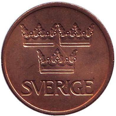 Монета 5 эре. 1973 год, Швеция. UNC