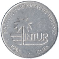 Монета 10 сентаво. 1988 год, Куба. Национальный институт туризма. Intur. Монета 10 сентаво. 1988 год, Куба. Национальный институт туризма. Intur.