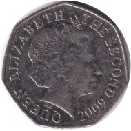 Монета 50 пенсов. 2009 год, Джерси. Замок Гросне. Монета 50 пенсов. 2009 год, Джерси. Замок Гросне.