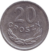 Монета 20 грошей. 1975 год, Польша. Монета 20 грошей. 1975 год, Польша.