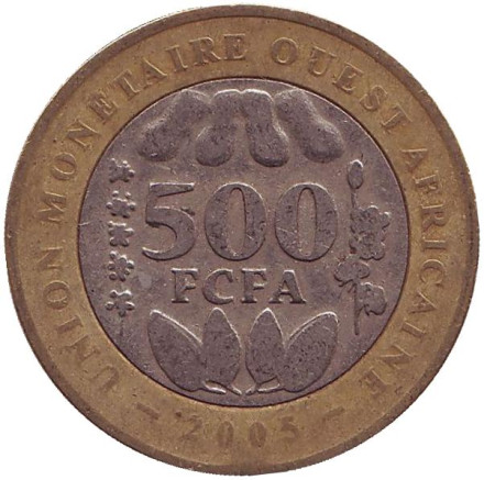 Монета 500 франков. 2005 год, Западная Африка.