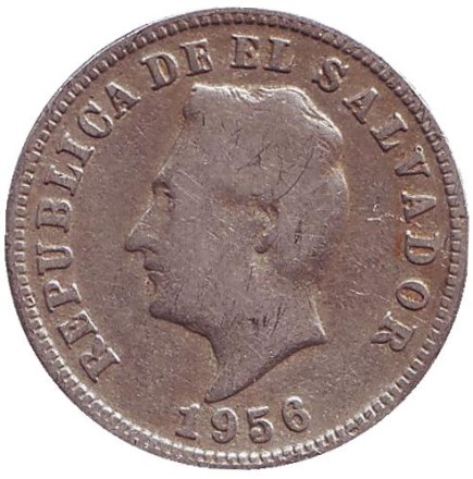 Монета 5 сентаво. 1956 год, Сальвадор.