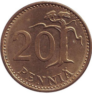 Монета 20 пенни. 1982 год, Финляндия.