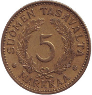 Монета 5 марок. 1941 год, Финляндия. Монета 5 марок. 1941 год, Финляндия.