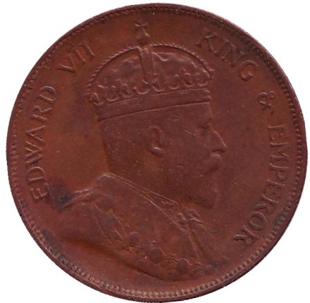 Монета 1 цент. 1908 год, Стрейтс-Сетлментс. Монета 1 цент. 1908 год, Стрейтс-Сетлментс.