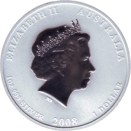 Монета 1 доллар. 2008 год, Австралия. Год мыши.