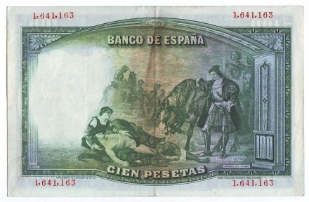 Банкнота 100 песет. 1931 год, Испания. XF. Гонсало Фернандес де Кордова. Банкнота 100 песет. 1931 год, Испания. XF. Гонсало Фернандес де Кордова.