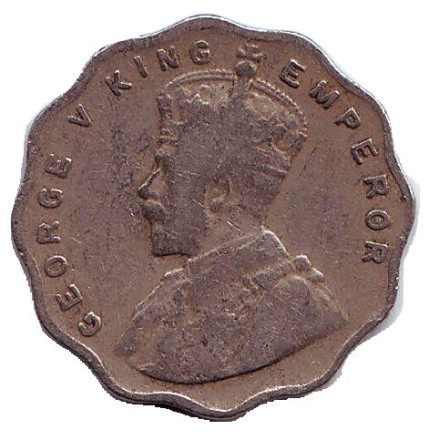 Монета 1 анна. 1935 год, Индия Британская. ("•" - Бомбей).