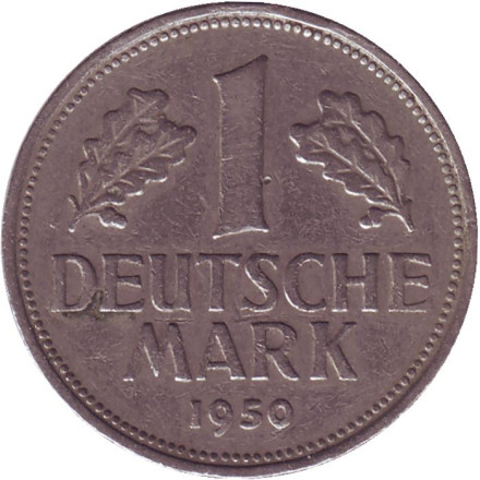 Монета 1 марка. 1950 год (G), ФРГ.
