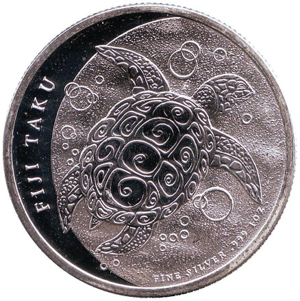 Монета 2 доллара. 2012 год, Фиджи. Черепаха.