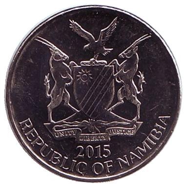 Монета 5 центов. 2015 год, Намибия. UNC. Цветок алоэ.