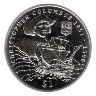 Монета 1 доллар, 1999 год, Либерия. Христофор Колумб.