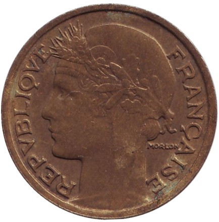 Монета 50 сантимов. 1933 год, Франция. (Закрытая "9") Монета 50 сантимов. 1933 год, Франция. (Закрытая "9")