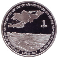 Монета 1 сом, 2009 год, Киргизия. Иссык-Куль. Монета 1 сом, 2009 год, Киргизия. Иссык-Куль.