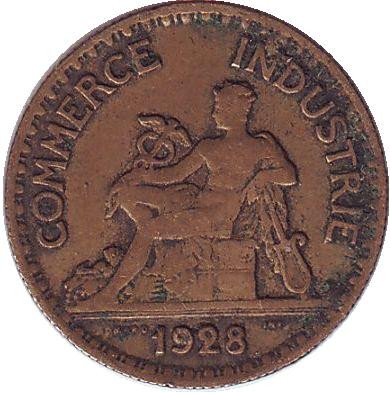 Монета 50 сантимов. 1928 год, Франция.