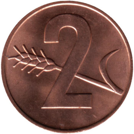Монета 2 раппена. 1970 год, Швейцария. UNC.