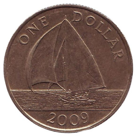 Монета 1 доллар. 2009 год, Бермудские острова. Парусник.