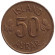 Монета 50 аураров, 1974 год, Исландия. Из обращения.