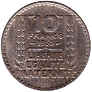 Монета 10 франков. 1933 год, Франция.