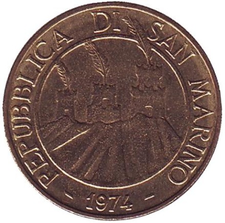 Монета 20 лир. 1974 год, Сан-Марино. Лобстер. Монета 20 лир. 1974 год, Сан-Марино. Лобстер.