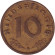 Монета 10 рейхспфеннигов. 1939 год, Германия (Третий Рейх). (A). Монета 10 рейхспфеннигов. 1939 год, Германия (Третий Рейх). (A).
