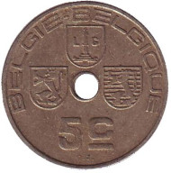 Монета 5 сантимов. 1940 год, Бельгия. Монета 5 сантимов. 1940 год, Бельгия.