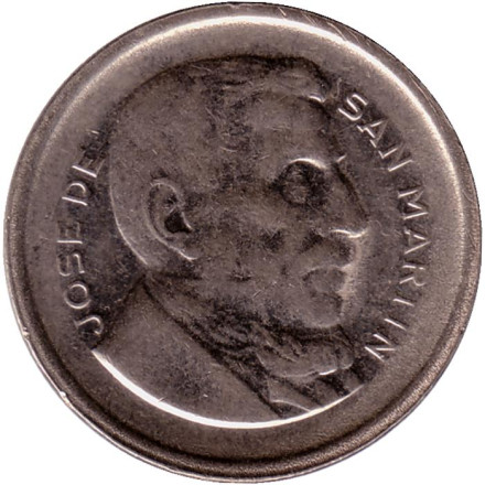 Монета 50 сентаво. 1953 год, Аргентина. Генерал Хосе де Сан-Мартин. Монета 50 сентаво. 1953 год, Аргентина. Генерал Хосе де Сан-Мартин.