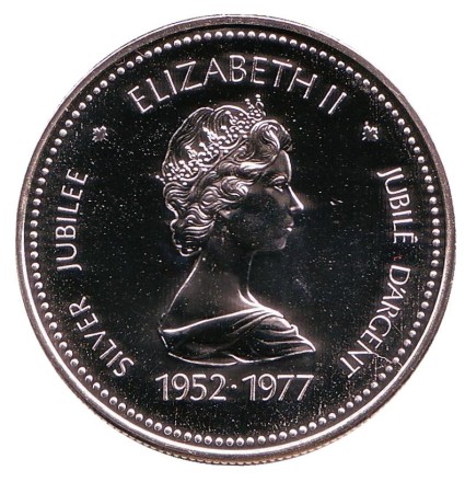 Монета 1 доллар. 1977 год, Канада. 25 лет коронации Елизаветы II. Трон.