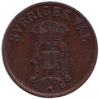 Монета 1 эре. 1907 год, Швеция.