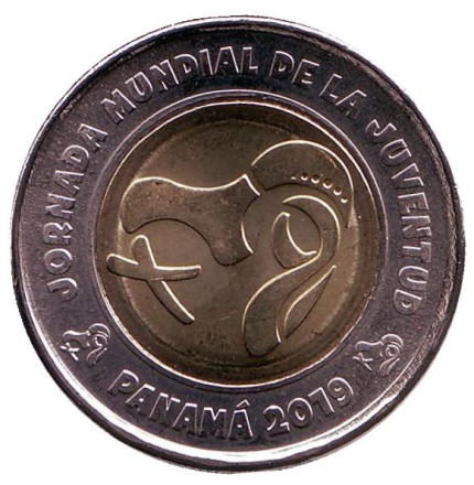 Монета 1 бальбоа. 2019 год, Панама. Всемирный день молодёжи.
