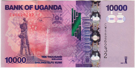 Банкнота 10000 шиллингов. 2021 год, Уганда.