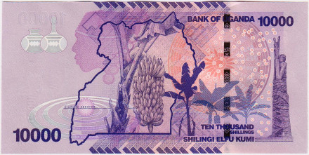 Банкнота 10000 шиллингов. 2021 год, Уганда.