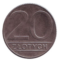 Монета 20 злотых. 1989 год, Польша. Монета 20 злотых. 1989 год, Польша.