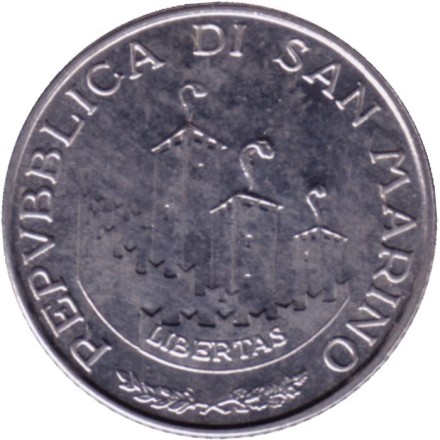 Монета 2 лиры. 1993 год, Сан-Марино. Роза. Монета 2 лиры. 1993 год, Сан-Марино. Роза.