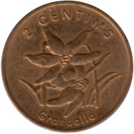 Монета 2 сантима. 2002 год, Андорра. Нарцисс поэтический. Монета 2 сантима. 2002 год, Андорра. Нарцисс поэтический.