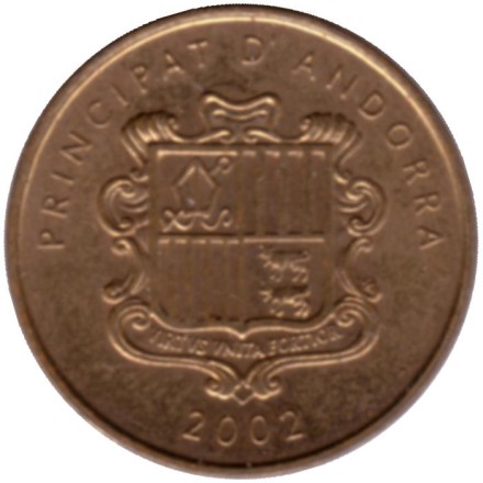 Монета 2 сантима. 2002 год, Андорра. Нарцисс поэтический.