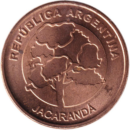 Монета 1 песо. 2018 год, Аргентина. Жакаранда. Серия "Деревья Аргентины".