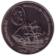 Монета 1 песо. 2009 год, Куба. 200-летие со дня рождения Чарльза Дарвина. Монета 1 песо. 2009 год, Куба. 200-летие со дня рождения Чарльза Дарвина.