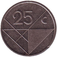 Монета 25 центов. 1988 год, Аруба. Монета 25 центов. 1988 год, Аруба.