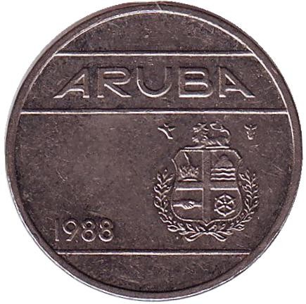 Монета 25 центов. 1988 год, Аруба.