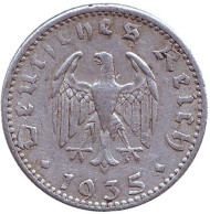 Монета 50 рейхспфеннигов. 1935 год, Германия (Третий Рейх). (A). Монета 50 рейхспфеннигов. 1935 год, Германия (Третий Рейх). (A).