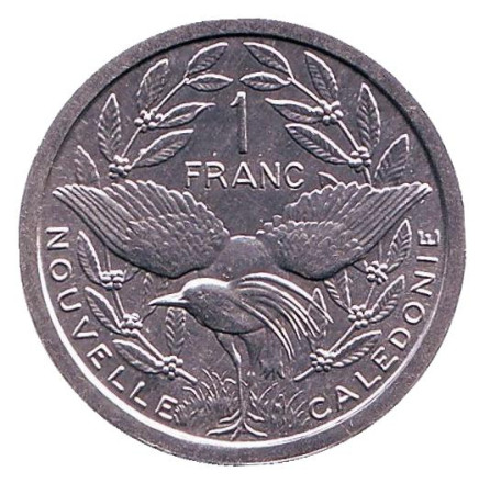 Монета 1 франк. 1985 год, Новая Каледония. UNC. Птица кагу.