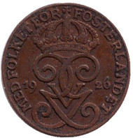 Монета 1 эре. 1926 год, Швеция. Монета 1 эре. 1926 год, Швеция.