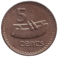 Фиджийский барабан (лали). Монета 5 центов. 1979 год, Фиджи. 