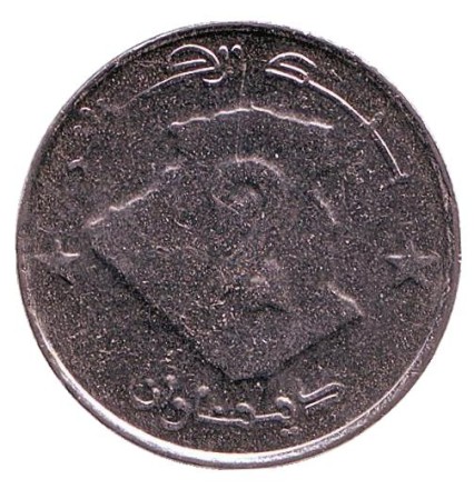Монета 2 динара. 2011 год, Алжир. Одногорбый верблюд.